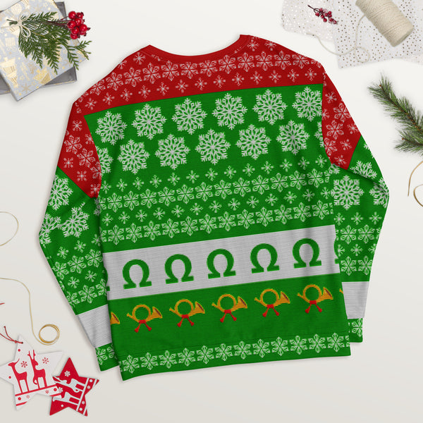 Holiday Fun Will Now Commence - Faux Ugly Christmas Sweater (Printed Sweatshirt)