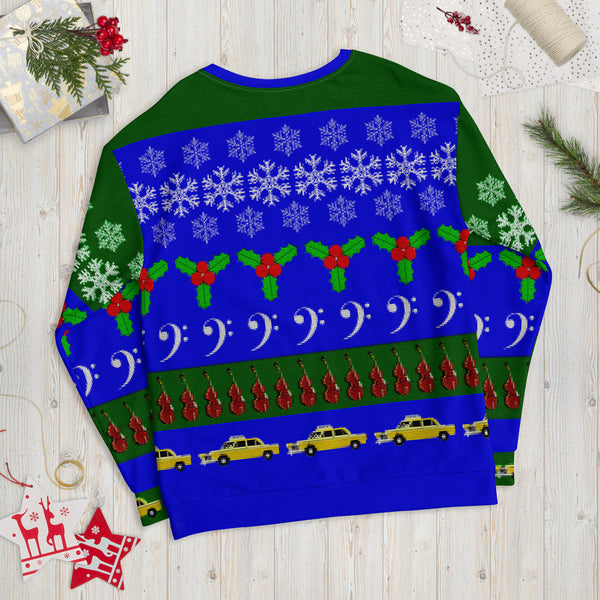 I'm Walkin' Bass Lines Here! - Faux Ugly Christmas Sweater (Printed Sweatshirt)
