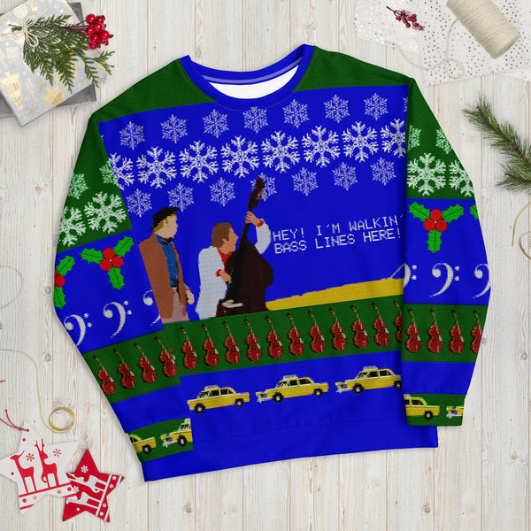 I'm Walkin' Bass Lines Here! - Faux Ugly Christmas Sweater (Printed Sweatshirt)