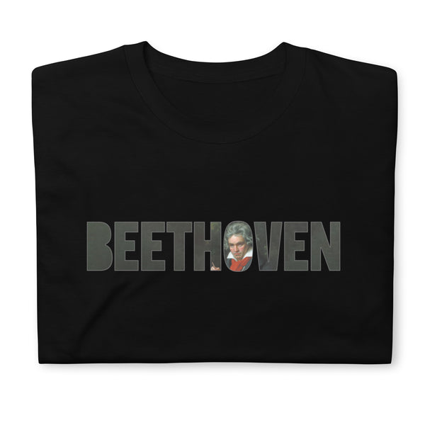 Beethoven - Large Text Cutout Portrait - Short-Sleeve T-Shirt