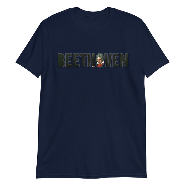 Beethoven - Large Text Cutout Portrait - Short-Sleeve T-Shirt