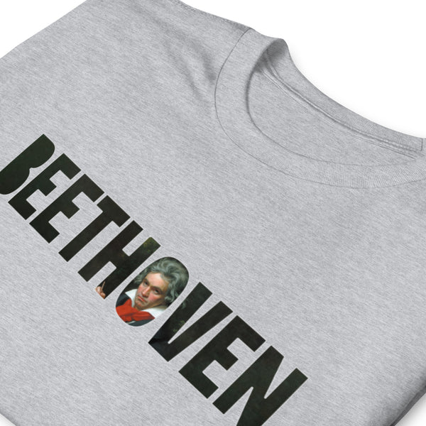 Beethoven - Large Text Cutout Portrait - Short-Sleeve T-Shirt