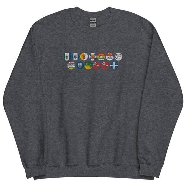 Canadian Provinces & Territories Flags + Sorry - Embroidered Front & Printed Back Sweatshirt