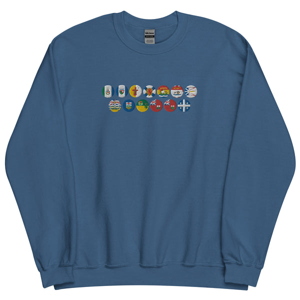 Canadian Provinces & Territories Flags + Sorry - Embroidered Front & Printed Back Sweatshirt