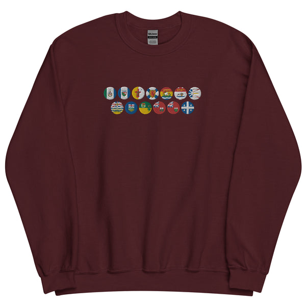 Canadian Provinces & Territories Flags + Sorry - Embroidered Front & Printed Back Sweatshirt