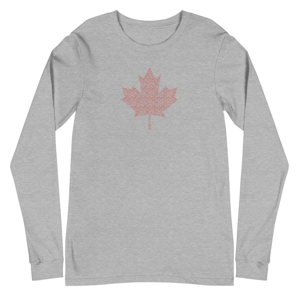 Maple Leaf - 'Sorry' Small Text Pattern - Unisex Long Sleeve T-Shirt