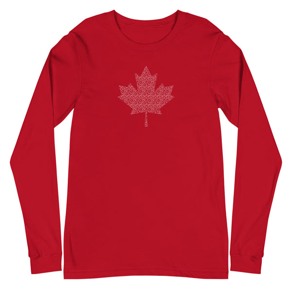 Maple Leaf - 'Sorry' Small Text Pattern - Unisex Long Sleeve T-Shirt