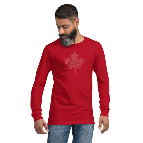 Maple Leaf - 'Sorry' Small Text Pattern - Unisex Long Sleeve T-Shirt