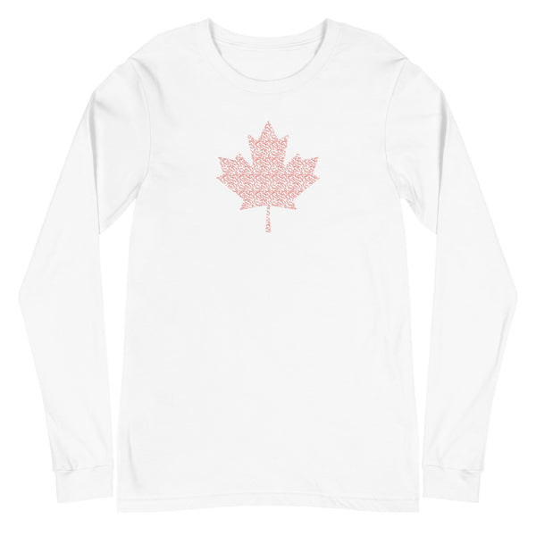 Maple Leaf - 'Sorry' Small Text Pattern - Unisex Long Sleeve T-Shirt