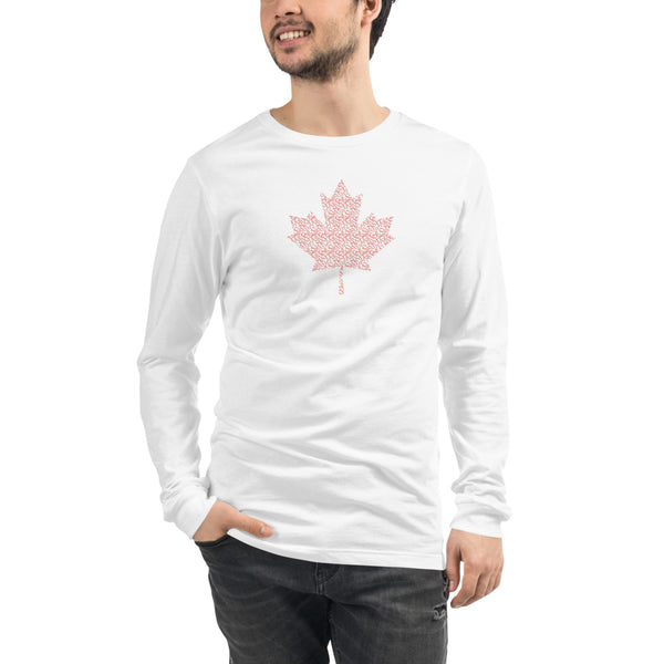 Maple Leaf - 'Sorry' Small Text Pattern - Unisex Long Sleeve T-Shirt