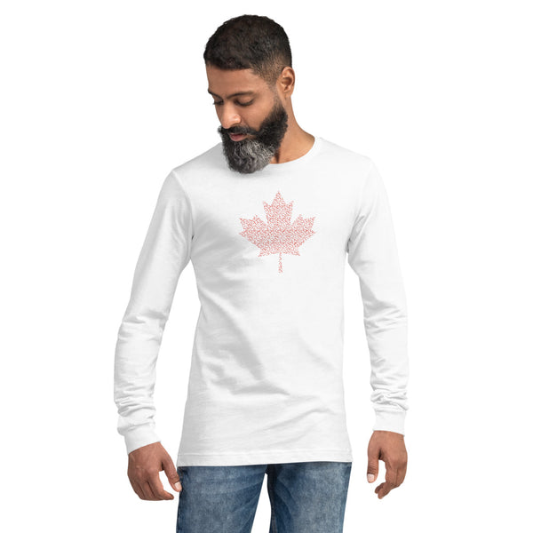 Maple Leaf - 'Sorry' Small Text Pattern - Unisex Long Sleeve T-Shirt