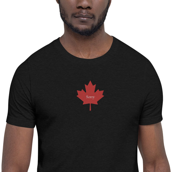 Maple Leaf + 'Sorry' - Embroidered Short-Sleeve Unisex T-Shirt