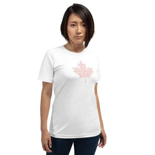 Maple Leaf - 'Sorry' Small Text Pattern - White Short-Sleeve Unisex T-Shirt