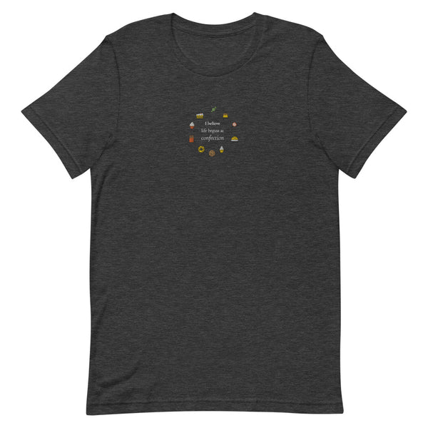 Life Begins at Confection - Embroidered Short-Sleeve Unisex T-Shirt