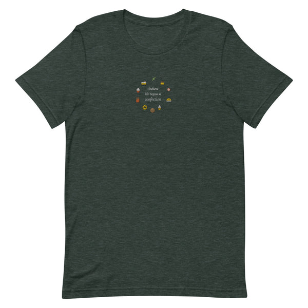 Life Begins at Confection - Embroidered Short-Sleeve Unisex T-Shirt