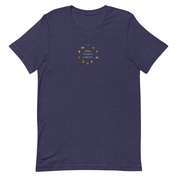 Life Begins at Confection - Embroidered Short-Sleeve Unisex T-Shirt
