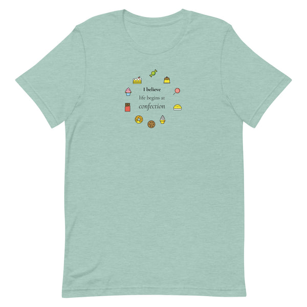 Life Begins at Confection - Printed Short-Sleeve Unisex T-Shirt