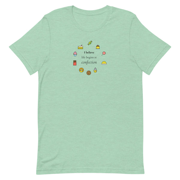 Life Begins at Confection - Printed Short-Sleeve Unisex T-Shirt