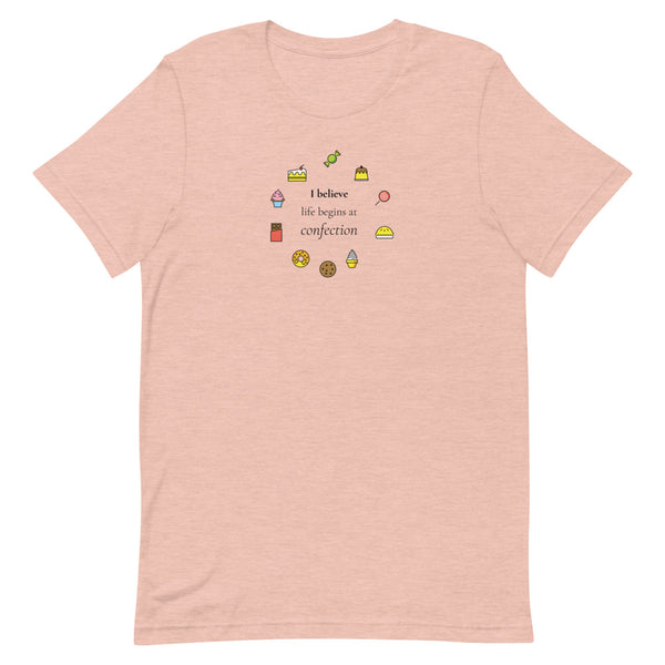 Life Begins at Confection - Printed Short-Sleeve Unisex T-Shirt