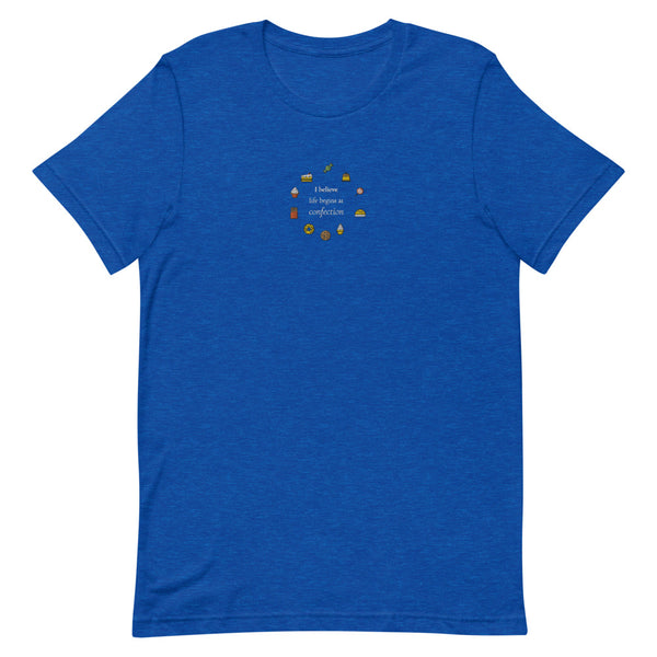 Life Begins at Confection - Embroidered Short-Sleeve Unisex T-Shirt