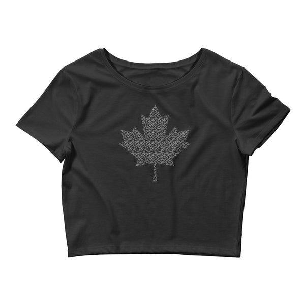 Maple Leaf - 'Sorry' Small Text Pattern - Women’s Crop T-shirt