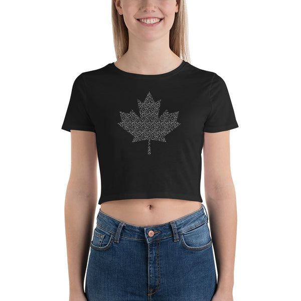 Maple Leaf - 'Sorry' Small Text Pattern - Women’s Crop T-shirt