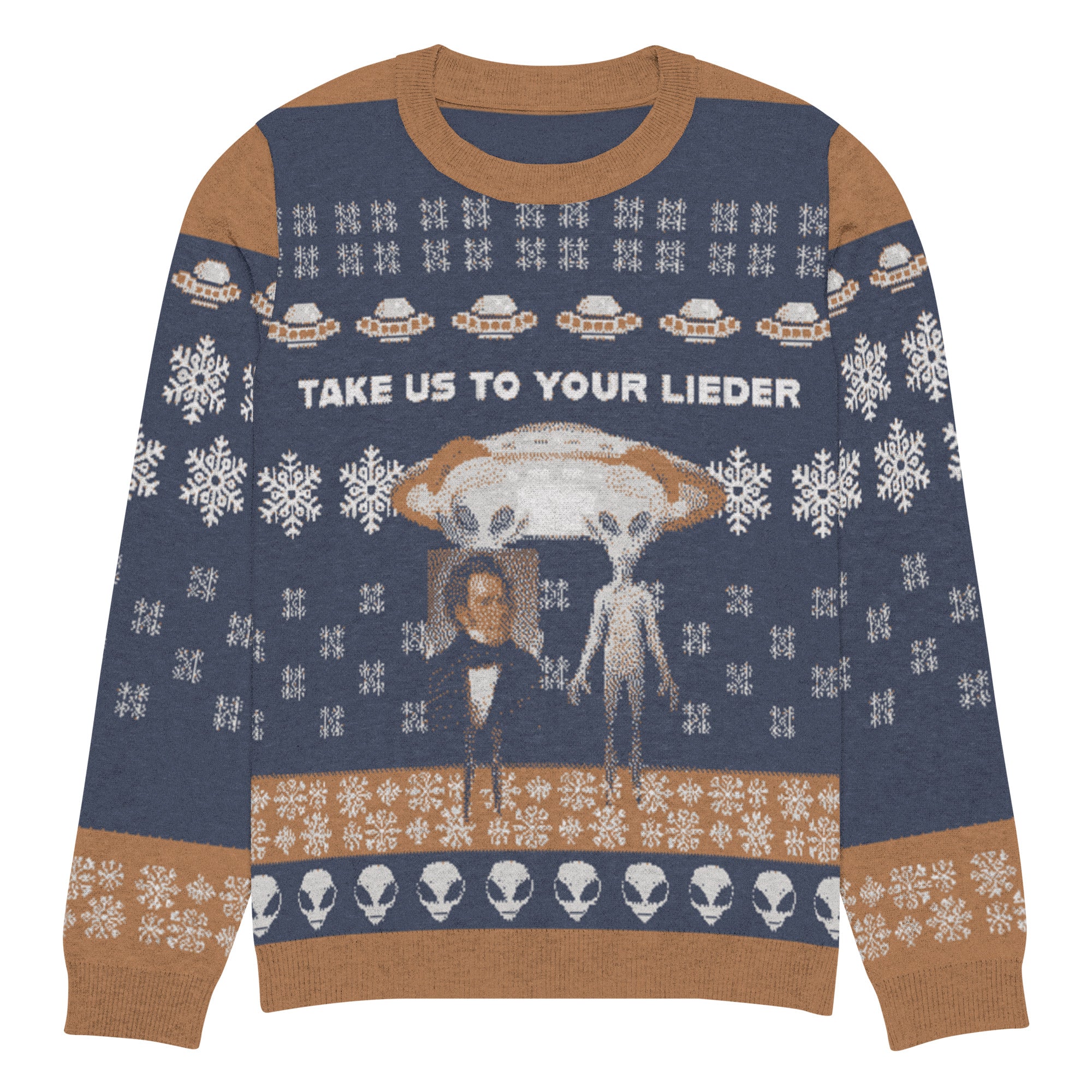 Take Us to Your Lieder - Knitted Crew Neck Ugly Christmas Sweater