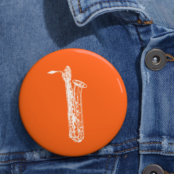 Baritone Saxophone Silhouette - Orange Pin Buttons