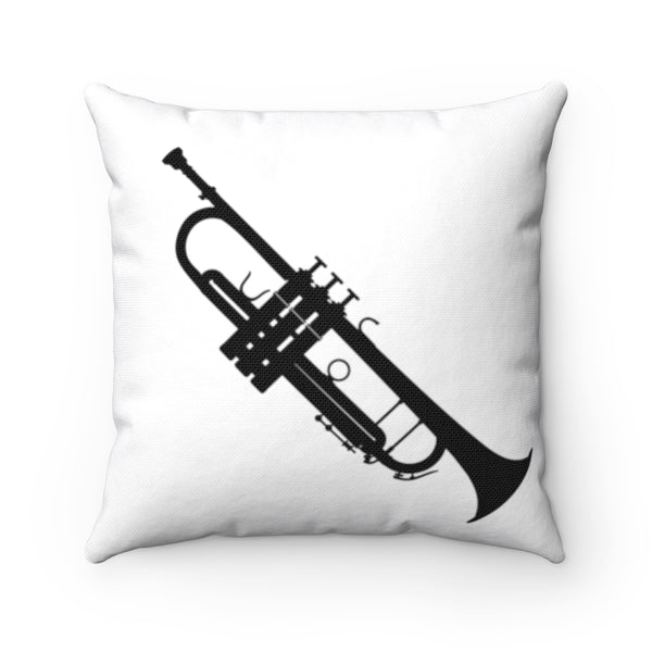 Trumpet Square Pillow - Diagonal Black Silhouette