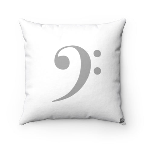 Bass Clef Square Pillow - Grey Silhouette