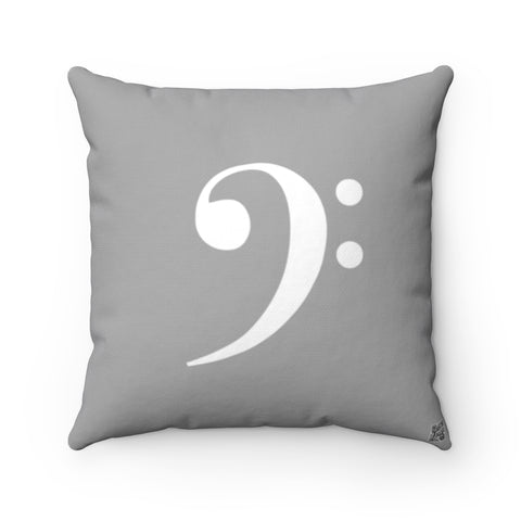 Grey Bass Clef Square Pillow - White Silhouette