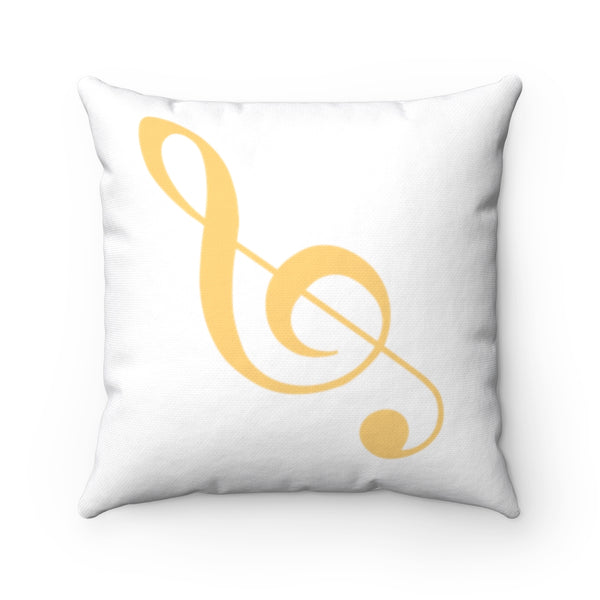 Treble Clef Square Pillow - Diagonal Muted Amber Silhouette