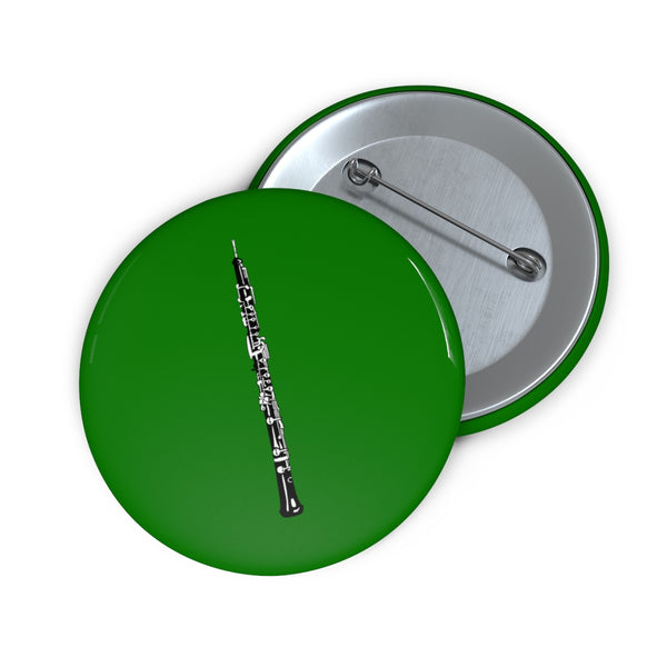 Oboe Silhouette - Green Pin Buttons