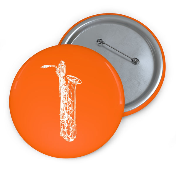 Baritone Saxophone Silhouette - Orange Pin Buttons