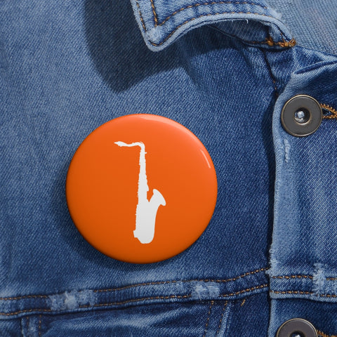 Tenor Saxophone Silhouette - Orange Pin Buttons