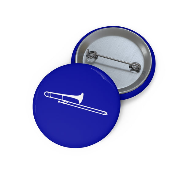 Trombone Silhouette - Blue Pin Buttons
