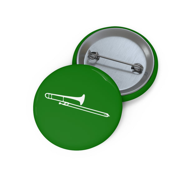 Trombone Silhouette - Green Pin Buttons