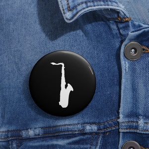 Tenor Saxophone Silhouette - Black Pin Buttons