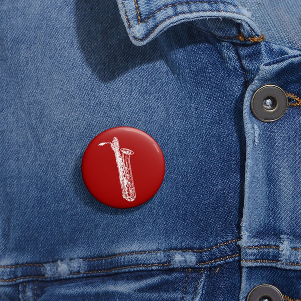 Baritone Saxophone Silhouette - Red Pin Buttons