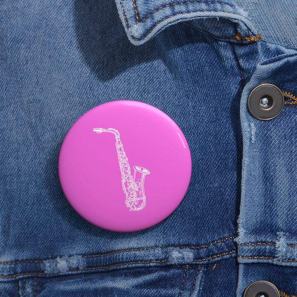 Alto Saxophone Silhouette - Pink Pin Buttons