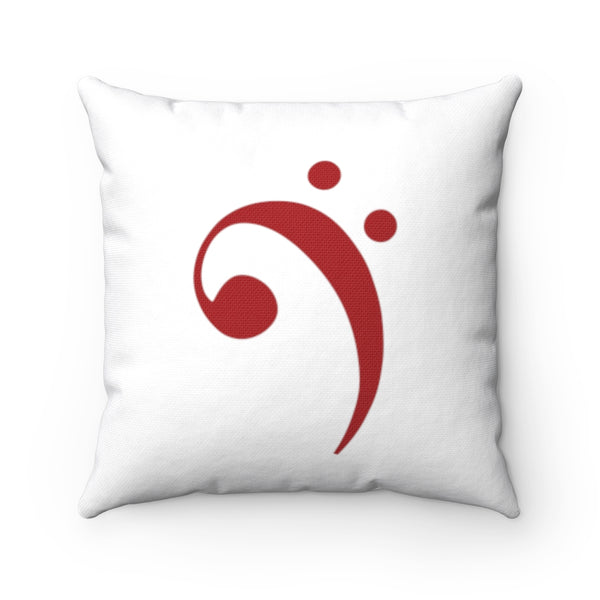 Bass Clef Square Pillow - Diagonal Red Silhouette
