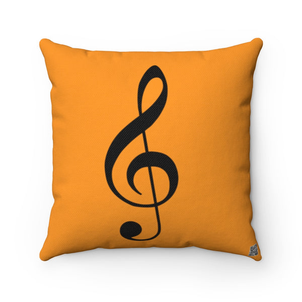 Orange Treble Clef Square Pillow - Silhouette