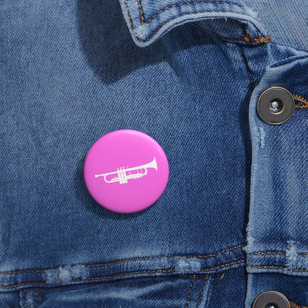 Trumpet Silhouette - Pink Pin Buttons