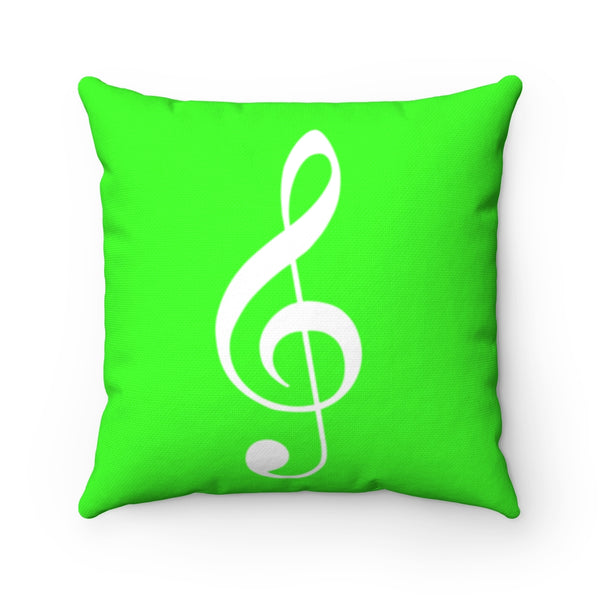 Bright Green Treble Clef Square Pillow - Silhouette