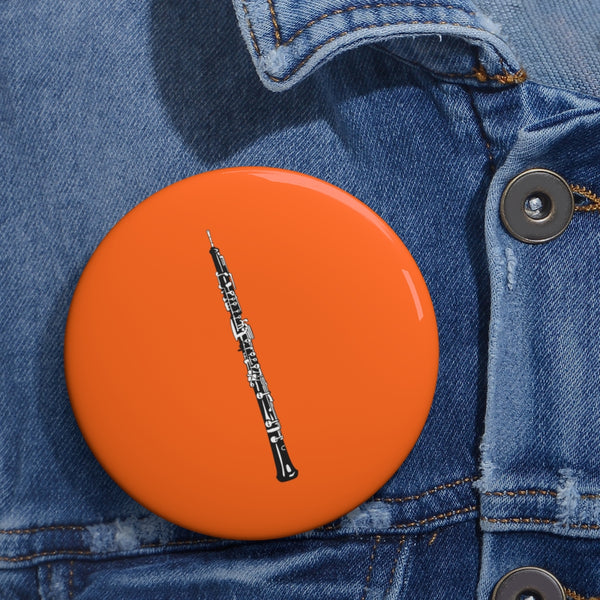 Oboe Silhouette - Orange Pin Buttons