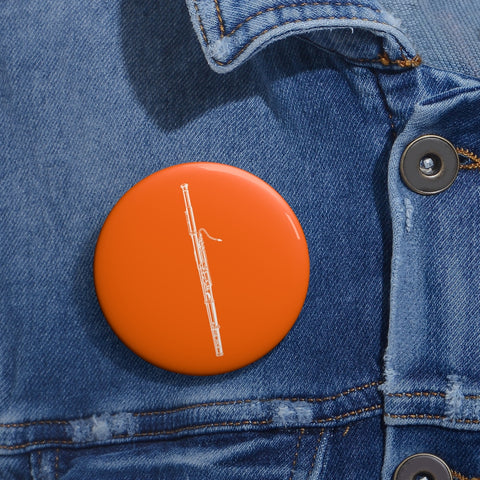 Bassoon Silhouette - Orange Pin Buttons