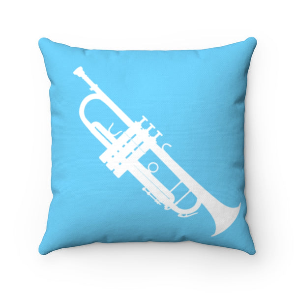 Aqua Trumpet Square Pillow - Diagonal Silhouette