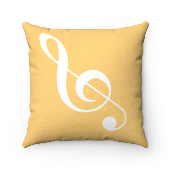 Muted Amber Treble Clef Square Pillow - Diagonal Silhouette