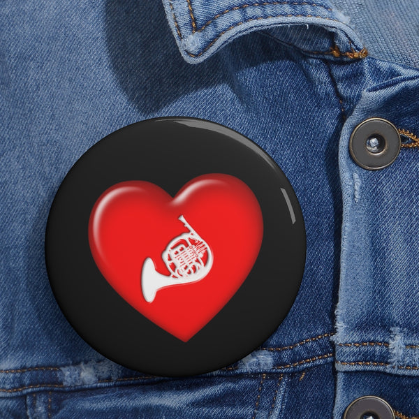 French Horn + Heart - Pin Buttons