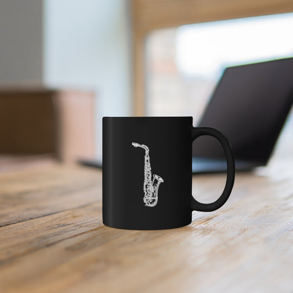 Alto Saxophone Silhouette - Black 11oz mug